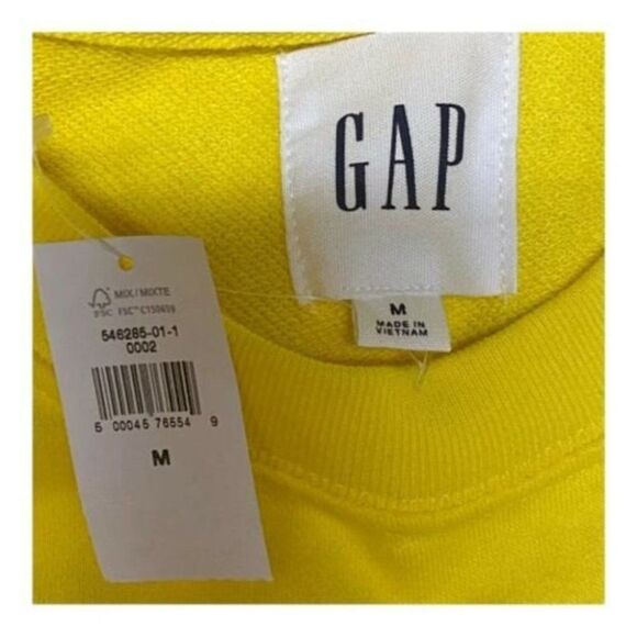 Gap Sweatshirt Mens M Yellow Logo San Francisco California Bright Spring Pastel - Picture 9 of 10